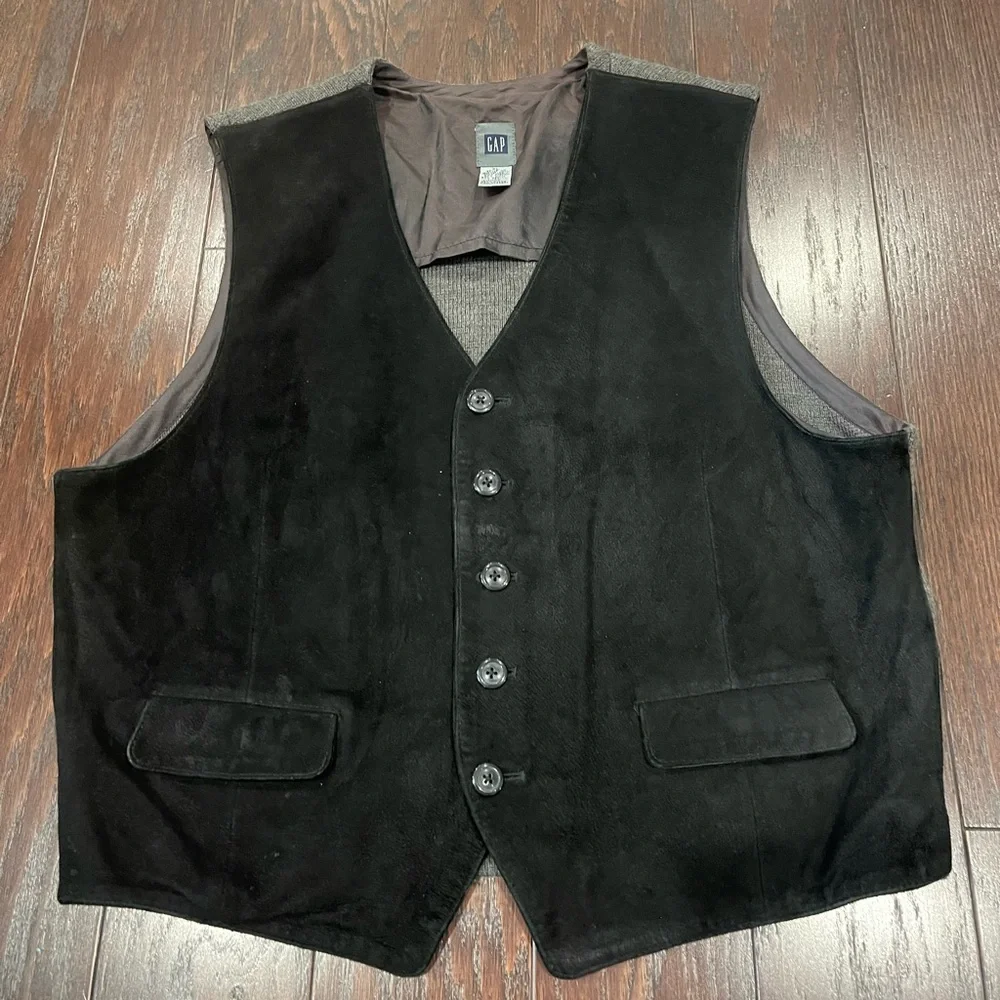 Gap Genuine Suede Leather  Wool Vest  Men Size X-Large vintage